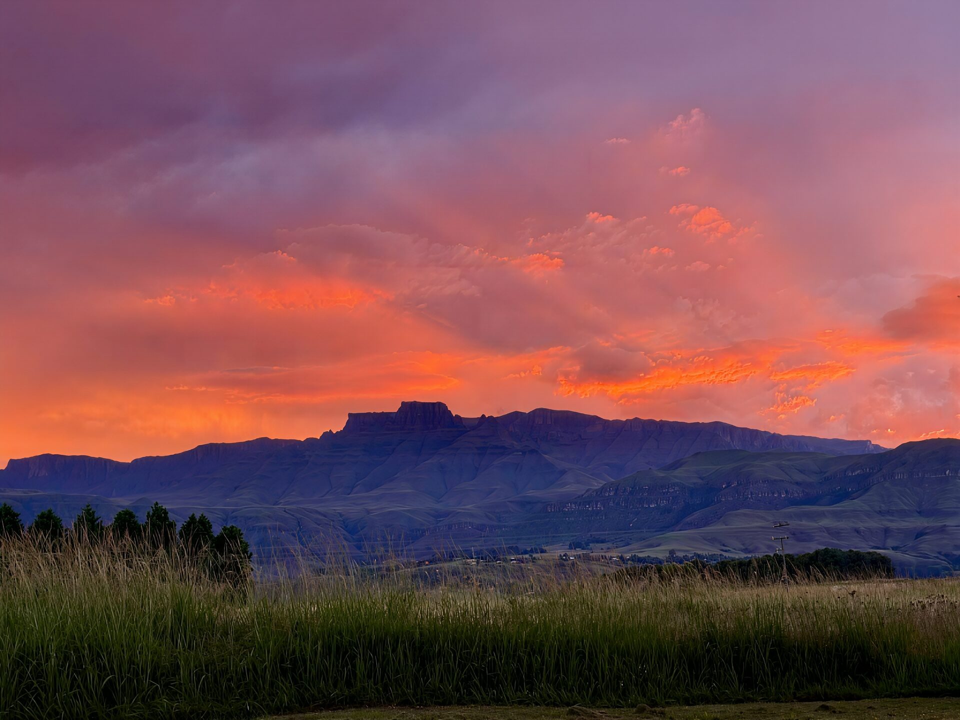 Drakensberg mountains at sunset